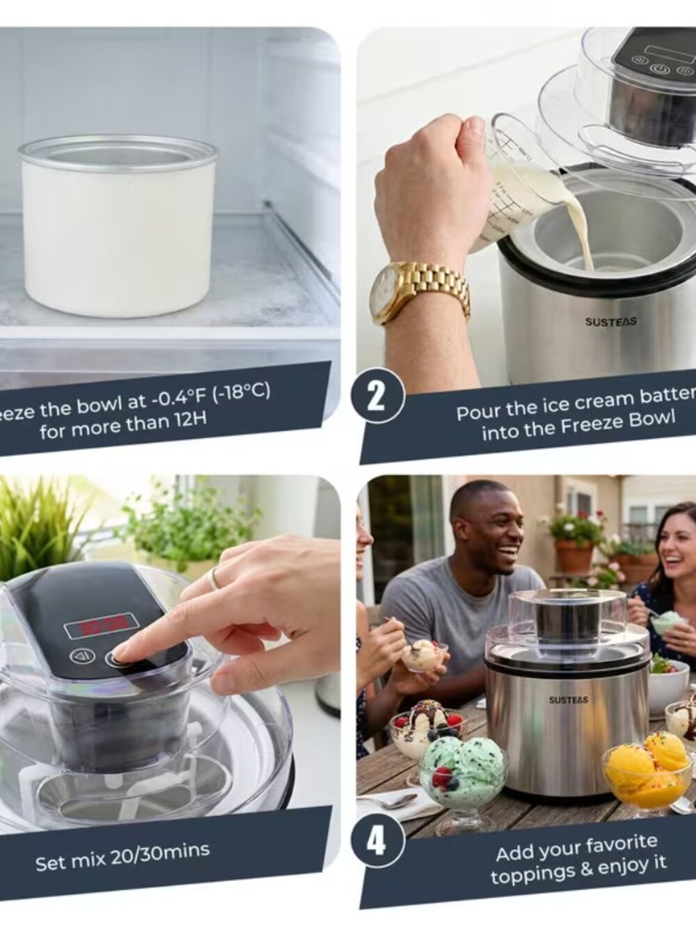 2 L Single-Serve Large Capacity DIY Ice Cream Maker Stainless Steel - Picture 5 of 5